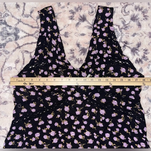 Free People Let It Happen Mini Slip Babydoll Dress Floral Back Purple Size XS - Picture 7 of 10